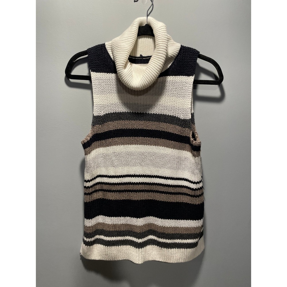 Abercrombie & Fitch Vintage Y2K Cowl Neck Striped Sweater Vest Navy Cream Small